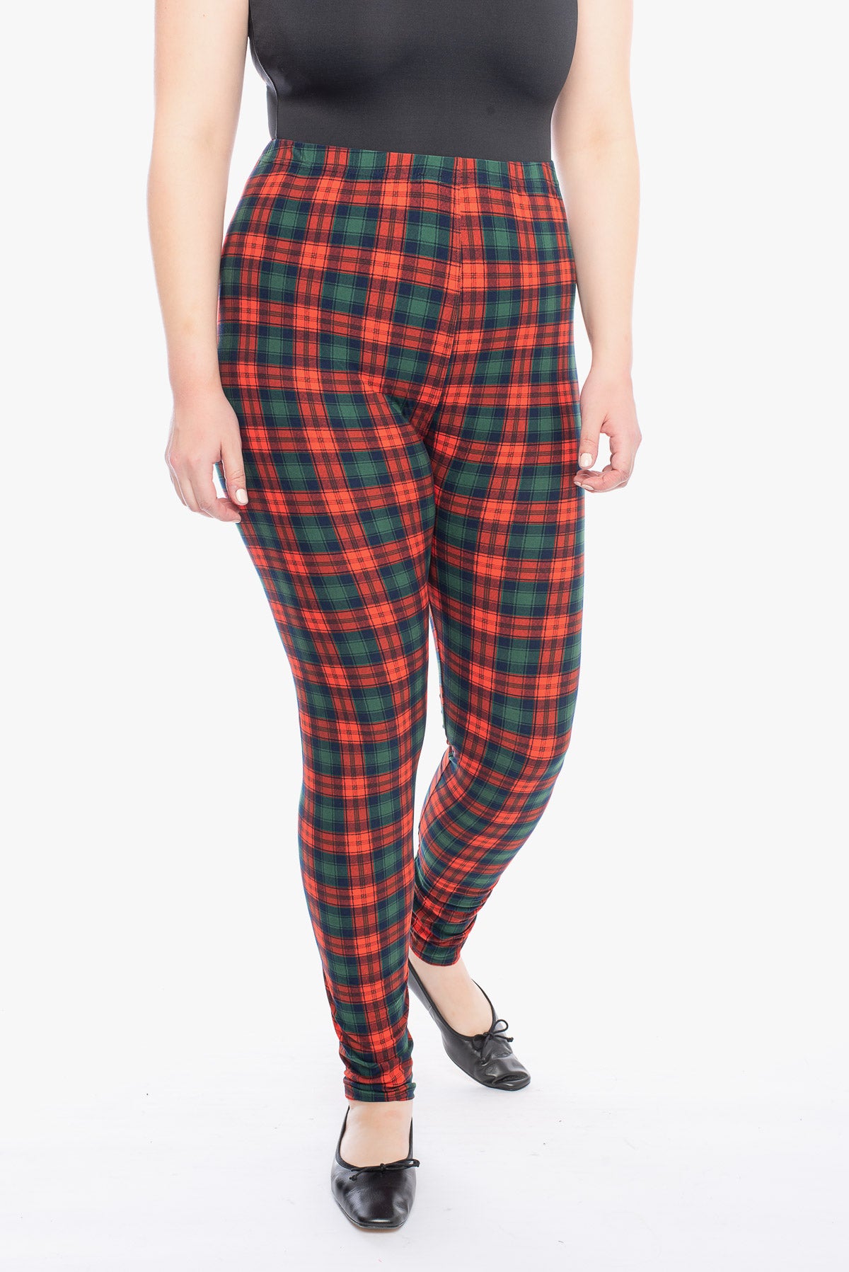 Red and green 2025 plaid leggings