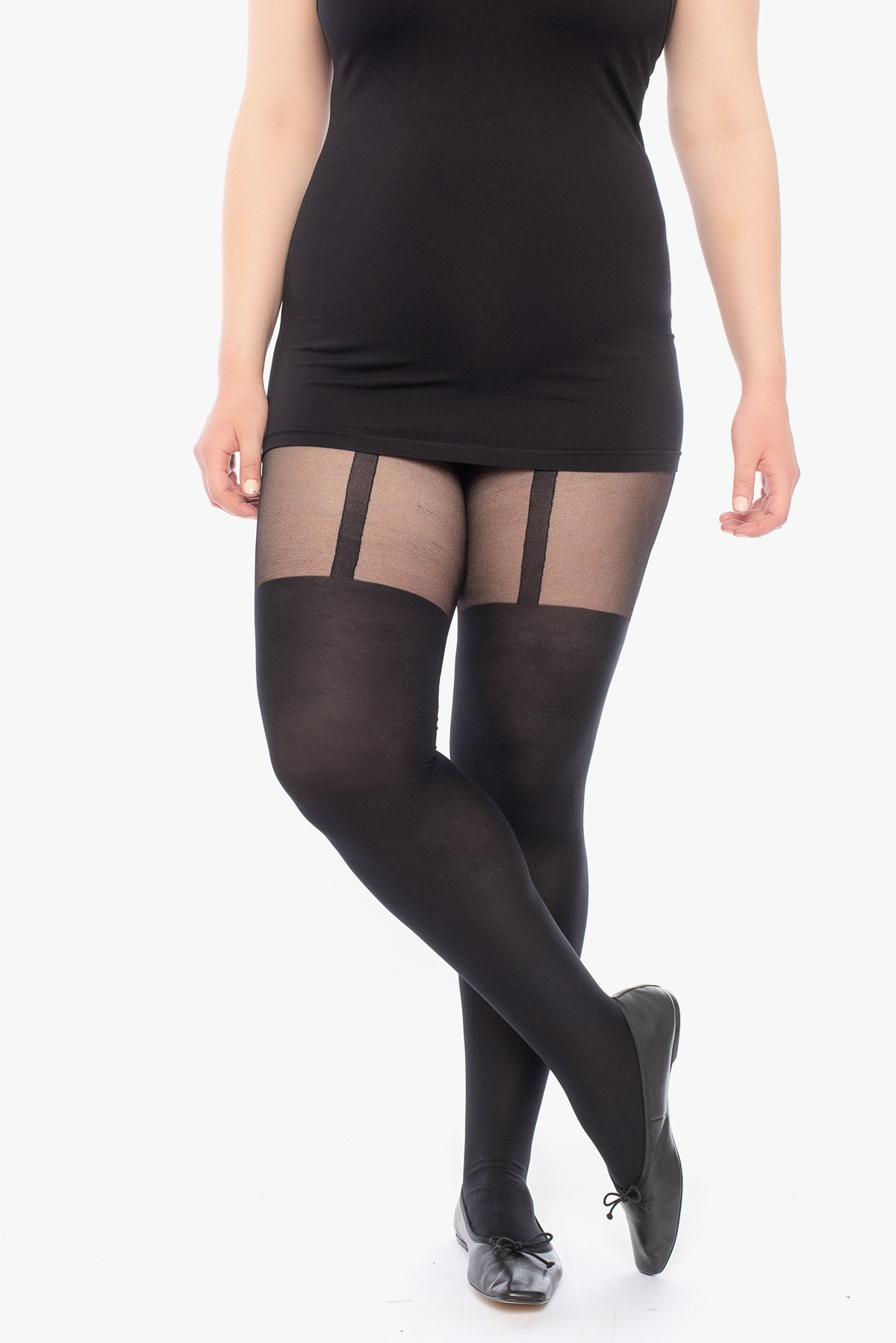 Mock suspender 2024 tights plus size