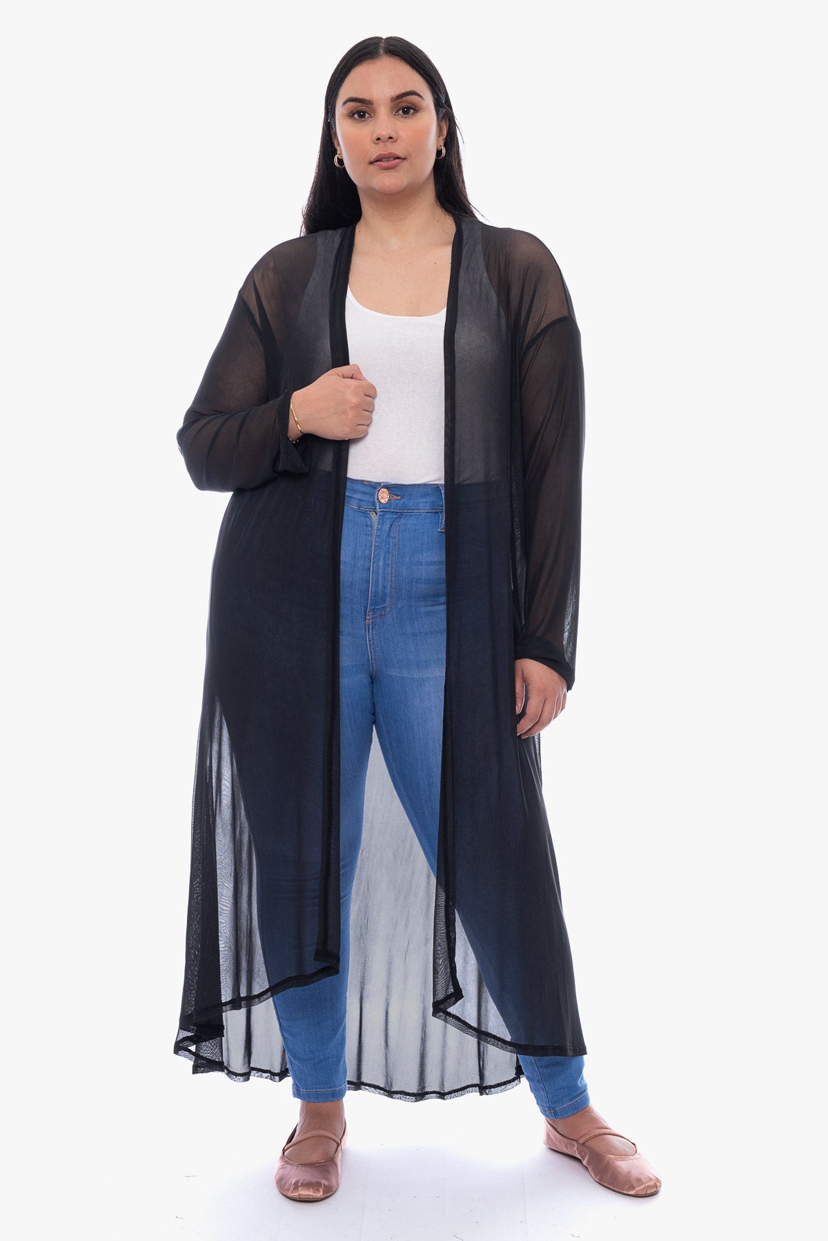 Mesh best sale cardigan long