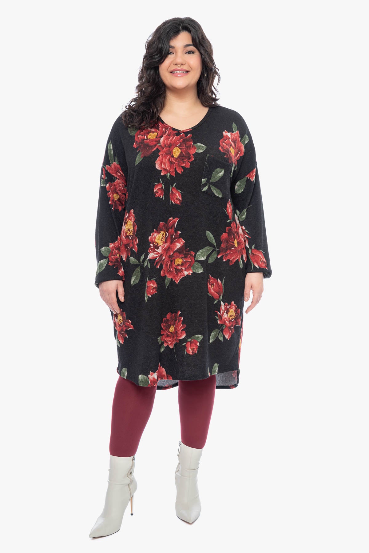 AUDREY hi-low flowered dress